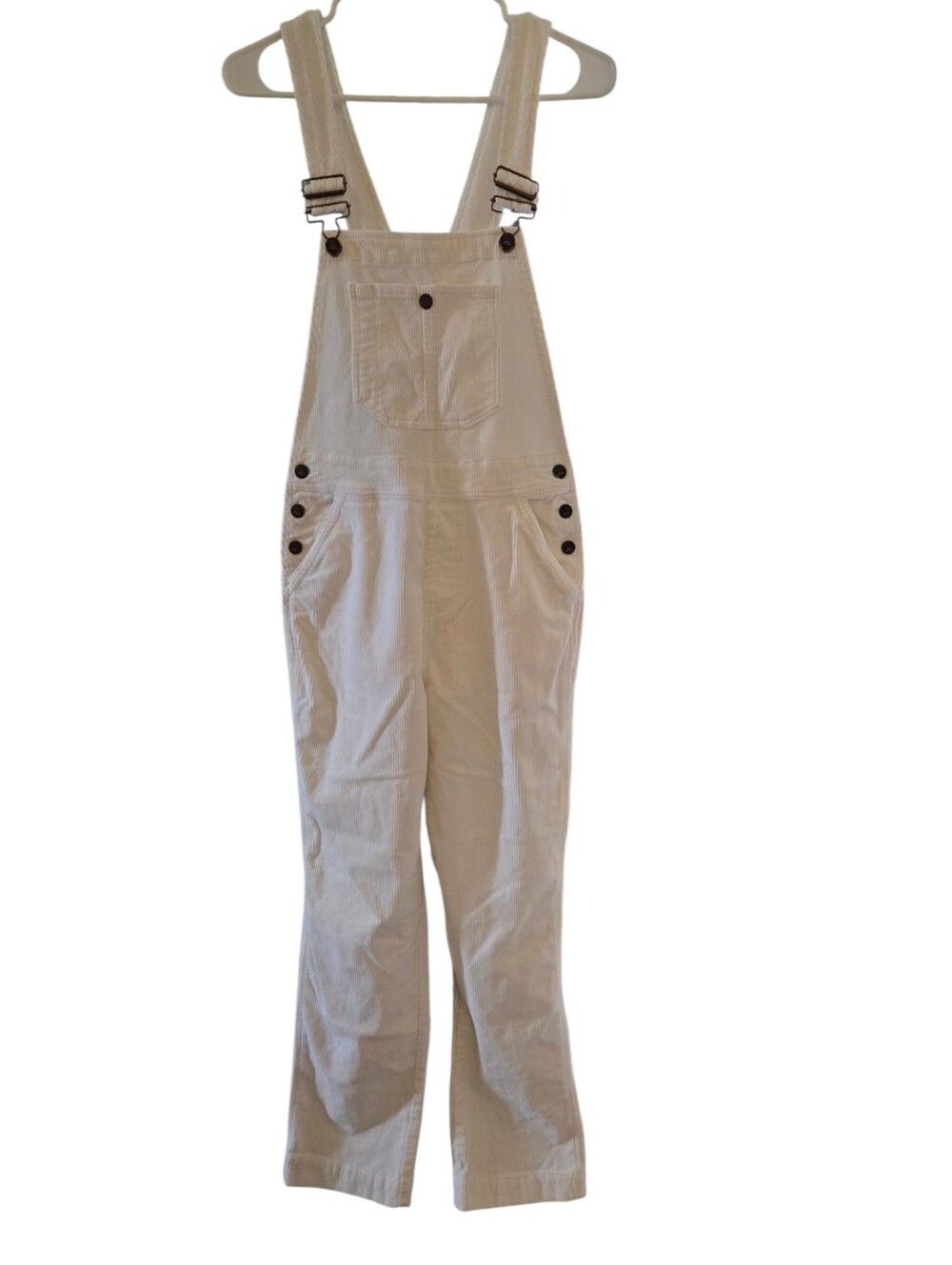 Faherty Women’s Walker Cord Overalls Corduroy Egret Ivory Straight Size M